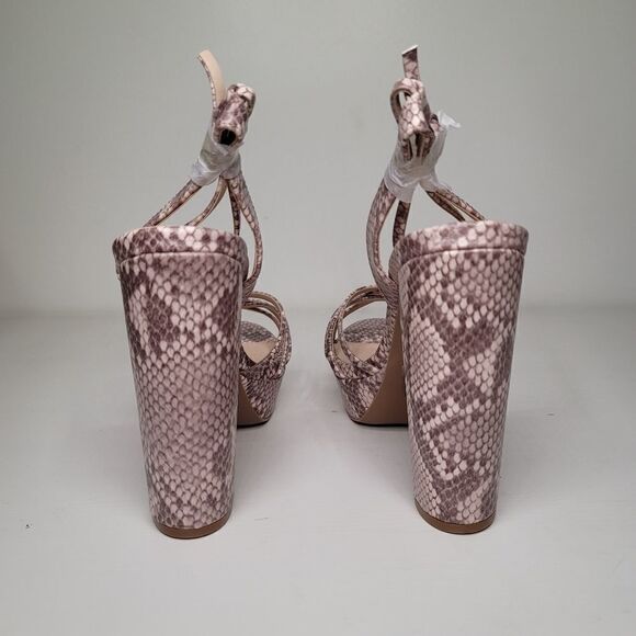 Qupid blush snake-embossed ankle-strap san… - Picture 4 of 16